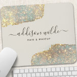 Holografi Namnteckning skript Modern Glam Glitter Musmatta<br><div class="desc">Holografi Namnteckning skriptmodern Glam Glitter-musmatta. Den här designen har en klass som namnteckning stil-typsnittsuppsättning för skript mot en vacker modern gnistra för beskärning. Perfekt för skönhetssalon,  hårstilist,  makeup artist eller cosmetolog.</div>