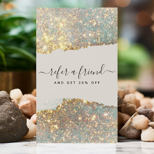 Holografi Namnteckning skript Modern Glam Glitter Rabattkort