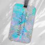 Holografi Opal Stone Glitter Calligraphy Bagagebricka<br><div class="desc">En snyggt för ditt företag</div>