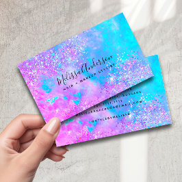 Holografi Opal Stone Glitter Calligraphy Visitkort