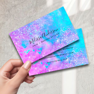 Holografi Opal Stone Glitter Calligraphy Visitkort