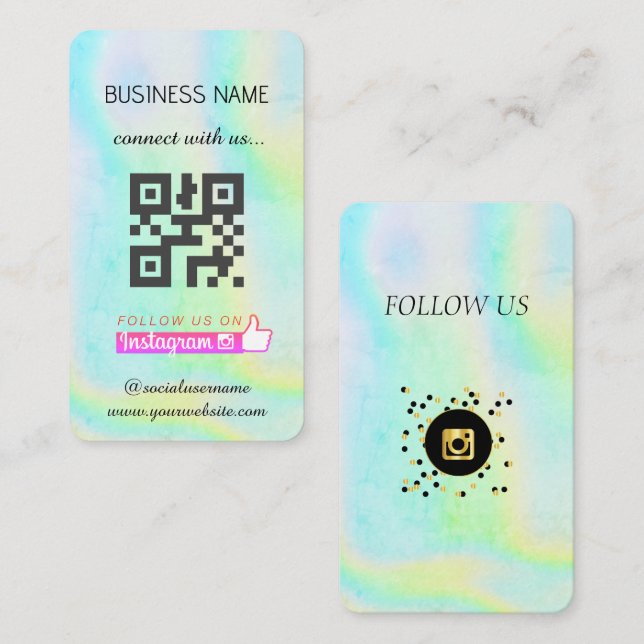 Holografi - Social Media QR-kodAffärskort Visitkort (Fram/baksida)