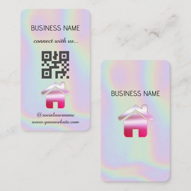Holografi - Social Media QR-kodAffärskort Visitkort (Fram/baksida)