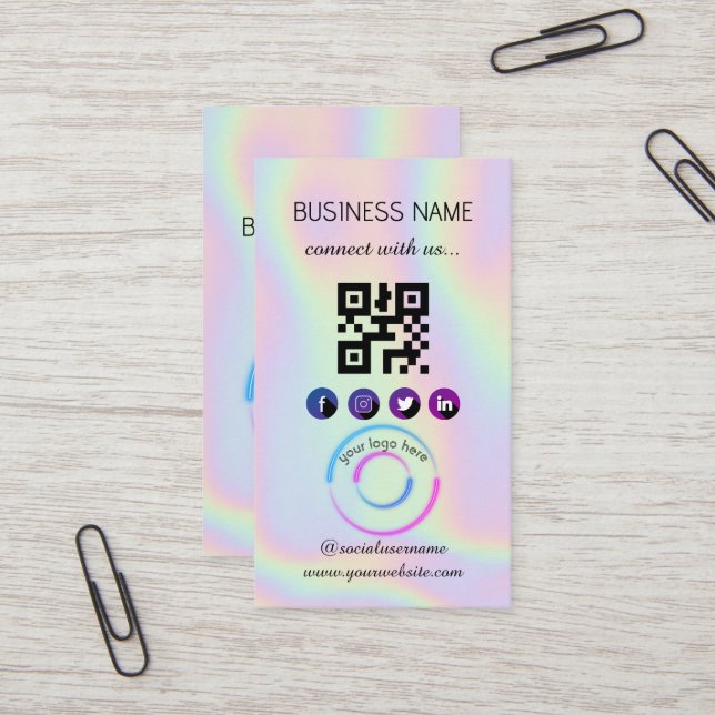 Holografi - Social Media QR-kodAffärskort Visitkort (Fram/Back In Situ)