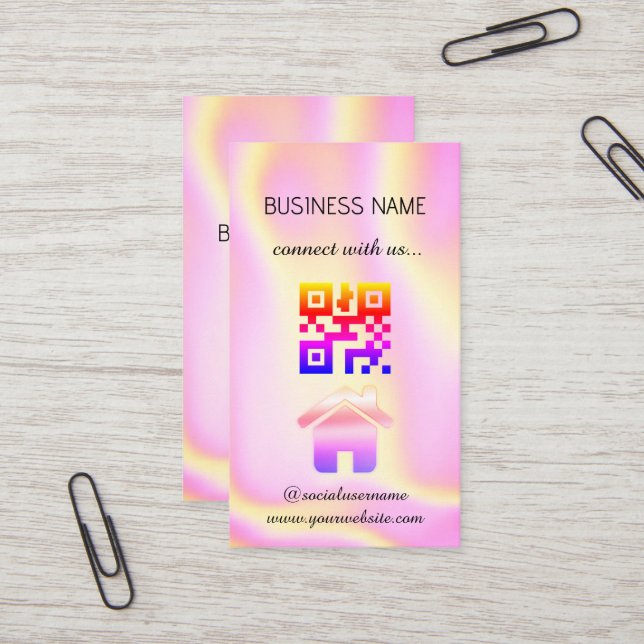 Holografi - Social Media QR-kodAffärskort Visitkort (Fram/Back In Situ)