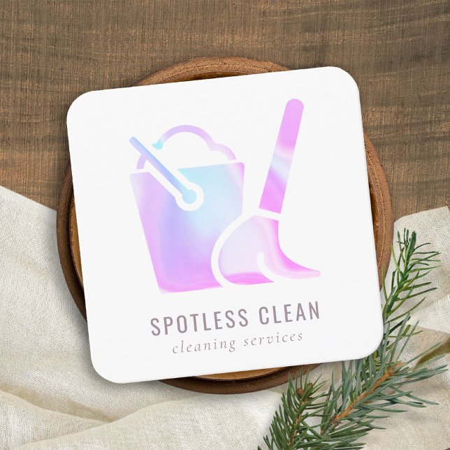 Holografik Bucket Cleaner Städning tjänst Fyrkantigt Visitkort (Skapare uppladdad)