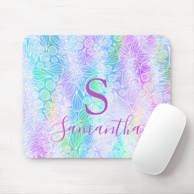 Holografik Girly Monogrammed Iridescent Musmatta (Med mus)