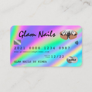 Holografik Nail Technician Kredit Card Visitkort