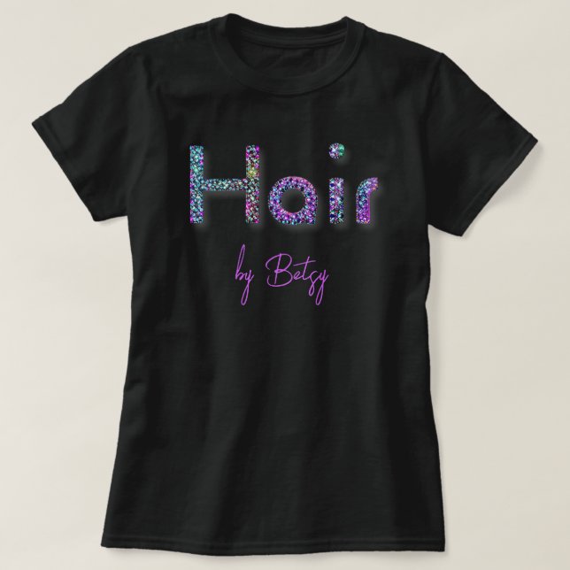 Holografik Neon Glitter Hair Stylist T Shirt (Design framsida)