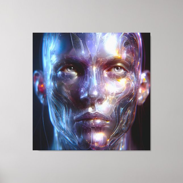 Holografisch Transparenter Menschlicher Kopf Canvastryck (Framsida)