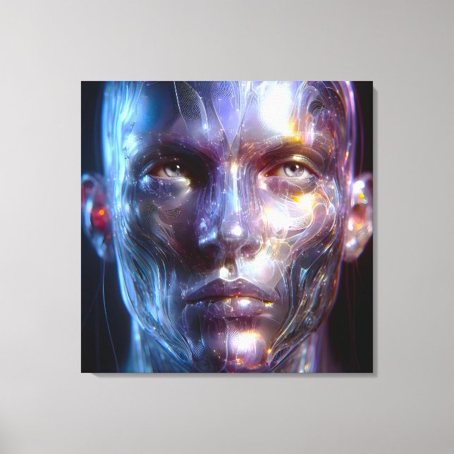 Holografisch Transparenter Menschlicher Kopf Canvastryck (Framsida)