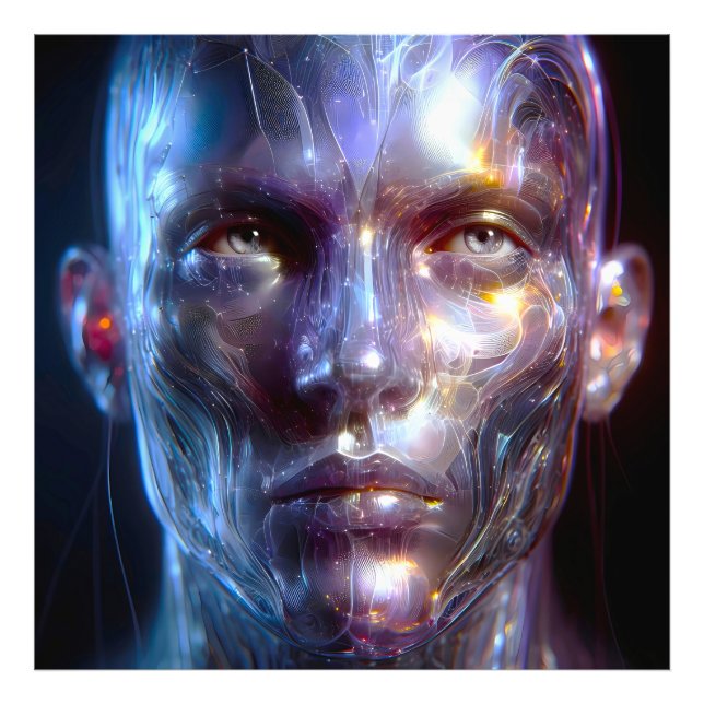 Holografisch Transparenter Menschlicher Kopf Fototryck (Framsidan)