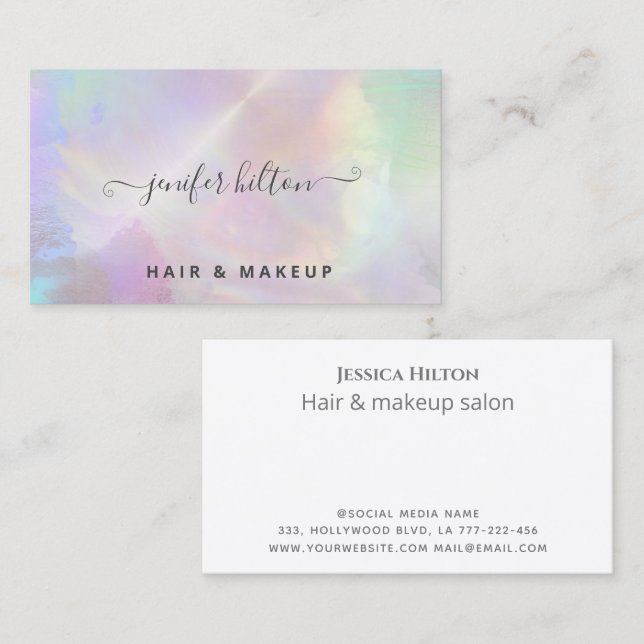 Holografisk abstrakt för vattenfärgen elegant, för visitkort (Fram/baksida)