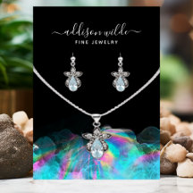 Holografisk alkoholbläck halsband örhänge display