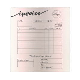 Holografisk Anpassningsbar Logotyp Bakery-faktura Anteckningsblock