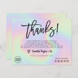 Holografisk Anpassningsbar Logotyp Paket Infoga &  Tack Kort