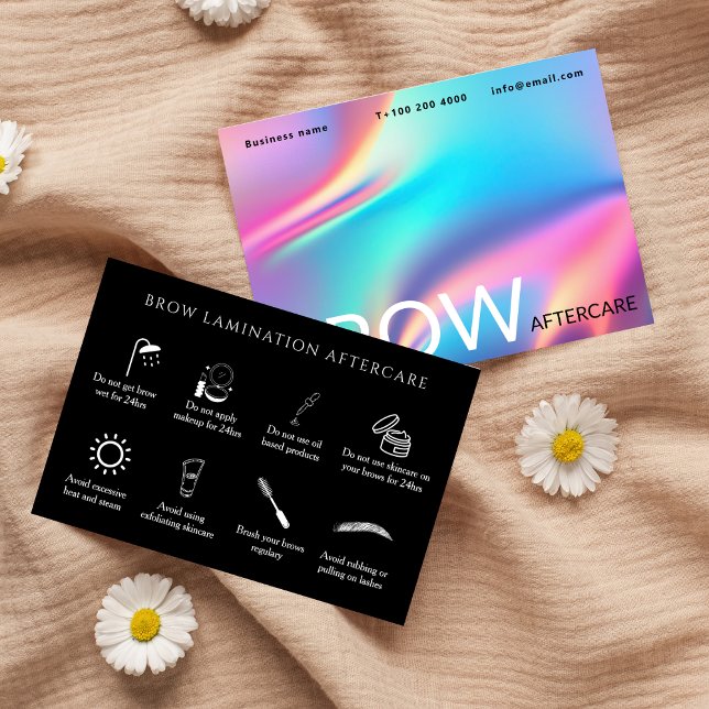 Holografisk astetiker efter vårdinstruktioner visitkort (Holographic Aesthetician After Care Instruction Business Card)