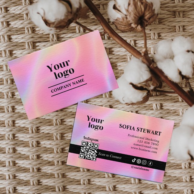 Holografisk astetiker söker efter att ansluta Inst Visitkort (Holographic Aesthetician Scan To Connect Instagram Business Card)