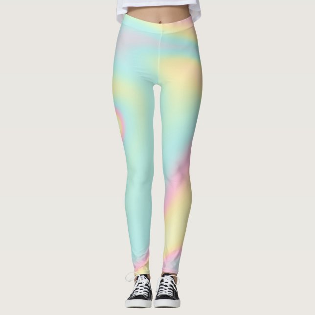 Holografisk bild Pastel Rainbow Leggings (Framsida)