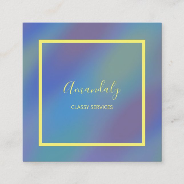 Holografisk blå Makeup ARTIST Influencer Fyrkantigt Visitkort (Framsida)