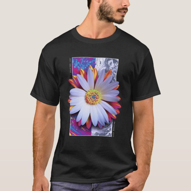 Holografisk blomma Bara andas T Shirt (Framsida)