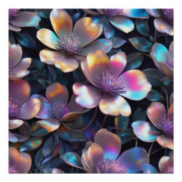 Holografisk Blommar Perfect Poster