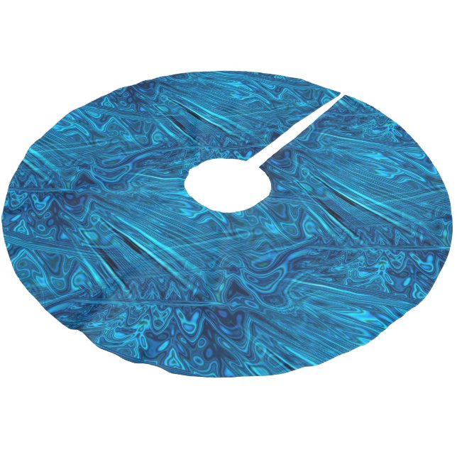 Holografisk Blue Fractal FAUX Paua Abalone Snäcka Julgransmatta Fleece (Vinklad)