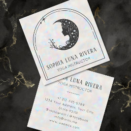 Holografisk Boho Arch Celestial Crescent Måne Yoga Fyrkantigt Visitkort