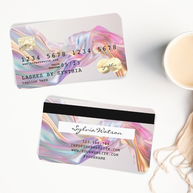 Holografisk Chic Modern Kredit Card Stil Visitkort (abstract unicorn rainbow credit card)