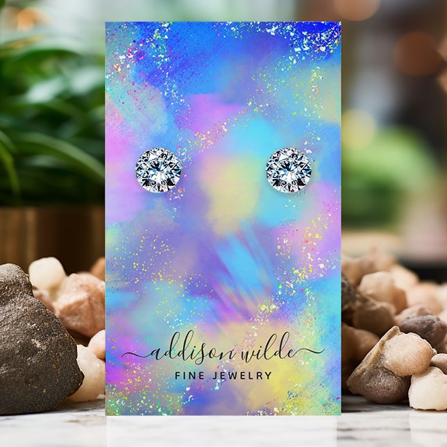 Holografisk Chic Opal Iriserande Örhänge Display Visitkort (Skapare uppladdad)
