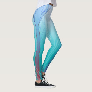 Holografisk cyberblå sci-Fi-panel Leggings
