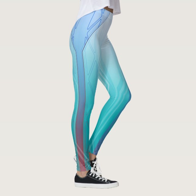 Holografisk cyberblå sci-Fi-panel Leggings (Höger)
