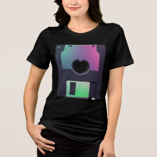 Holografisk Diskett Hjärtgrafik - Retro Y2K T Shirt
