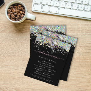 Holografisk Elegant Glitter Beauty Salon Black Flygblad