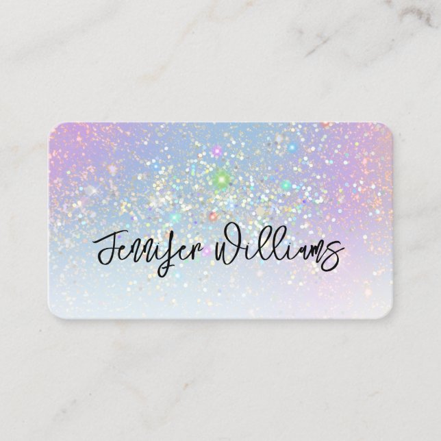 Holografisk Elegant Glitter Sparkles Beauty Glam Visitkort (Framsida)