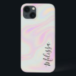 Holografisk Elegant Iridescent Rainbow Namn<br><div class="desc">Modern holografisk Elegant Iridescent Rainbow Namn iphone case. Anpassa med ett namnteckning skriptteckensnitt namn. Innehåller en trendig-estetisk holobakgrund.</div>