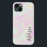 Holografisk Elegant Iridescent Rainbow Namn<br><div class="desc">Modern holografisk Elegant Iridescent Rainbow Namn iphone case. Anpassa med ett namnteckning skriptteckensnitt namn. Innehåller en trendig-estetisk holobakgrund.</div>
