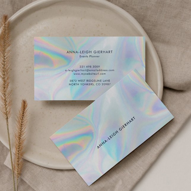Holografisk Elegant Professionell Visitkort (Minimalist Holographic Typography Business Card)