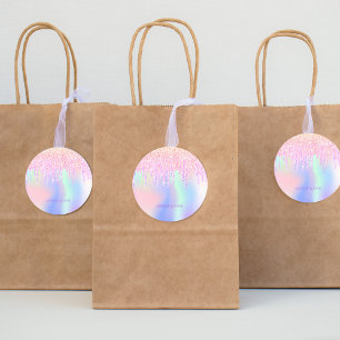 Holografisk encorn glitter drop glam makeup hair runt klistermärke