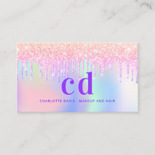 Holografisk encorn glitter monogram makeup hair visitkort