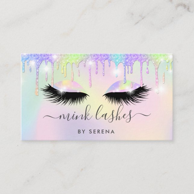Holografisk enmajsmakeup lash glitter droppar visitkort (Framsida)