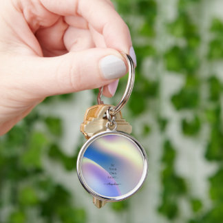 Holografisk estetik rund silverfärgad nyckelring