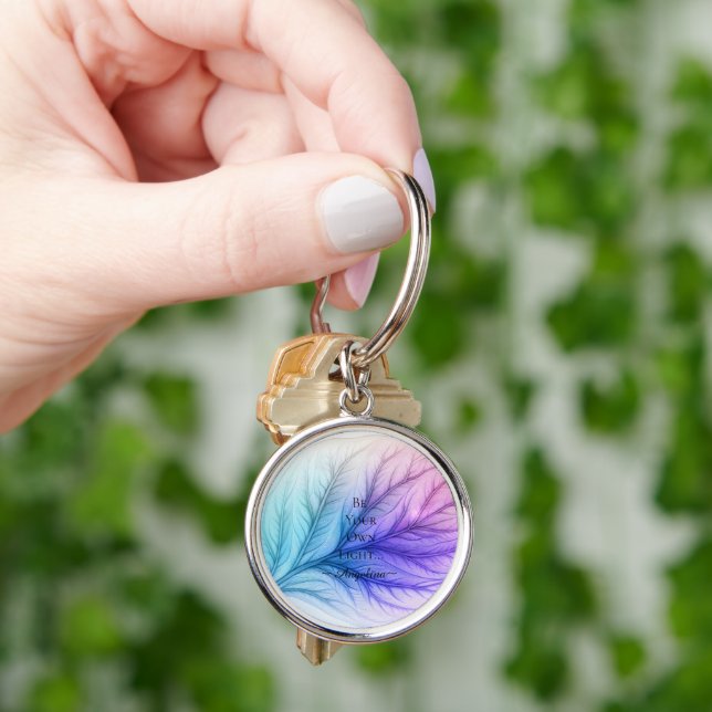 Holografisk estetik rund silverfärgad nyckelring (Hand)