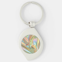 Holografisk estetik swirl silverfärgad nyckelring