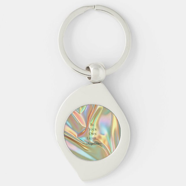 Holografisk estetik swirl silverfärgad nyckelring (Framsidan)