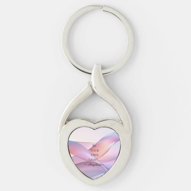 Holografisk estetik twisted heart silverfärgad nyckelring (Framsidan)