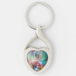 Holografisk estetik twisted heart silverfärgad nyckelring