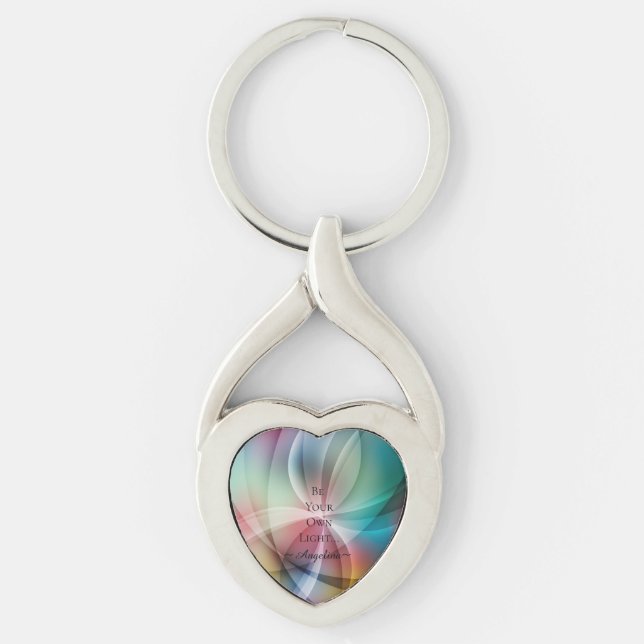 Holografisk estetik twisted heart silverfärgad nyckelring (Framsidan)