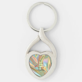 Holografisk estetik twisted heart silverfärgad nyckelring