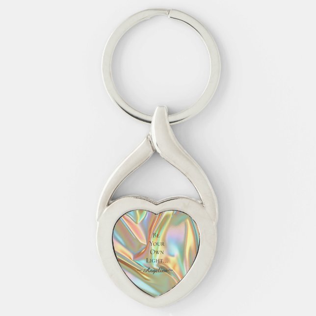 Holografisk estetik twisted heart silverfärgad nyckelring (Framsidan)